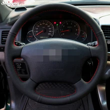 Блестящий пшеничный сшитый вручную черный кожаный чехол на руль для старых Toyota Land Cruiser Prado 120