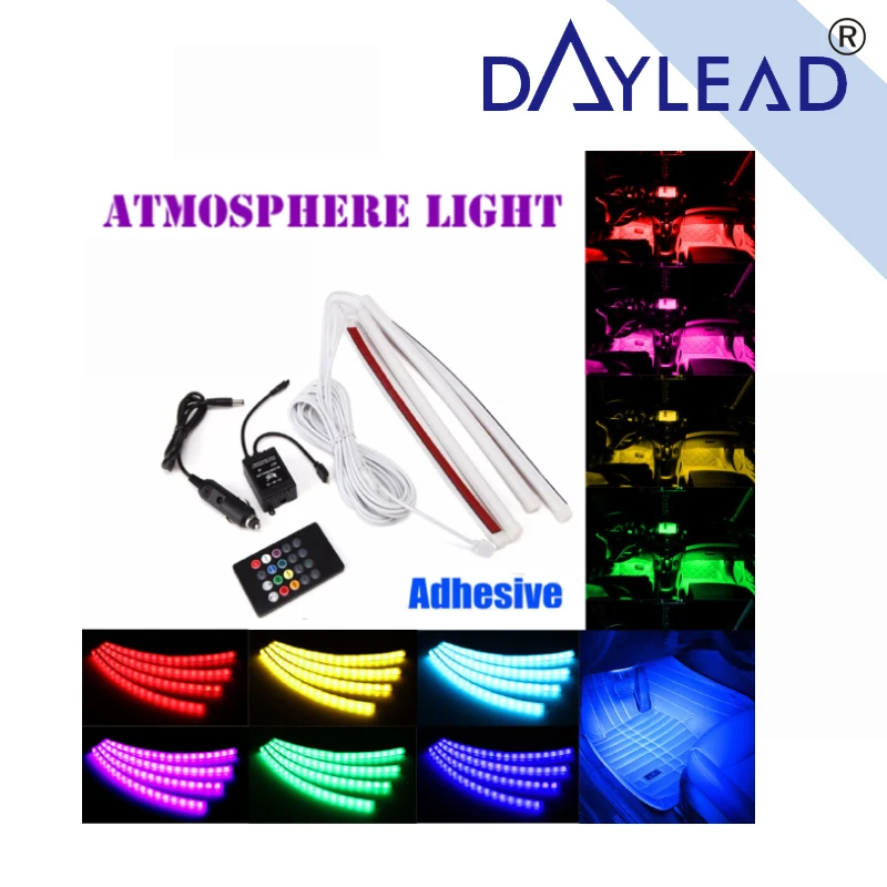 4x LED Accent Light Kit 12" RGB Atmosphere Light Car Interior Floor