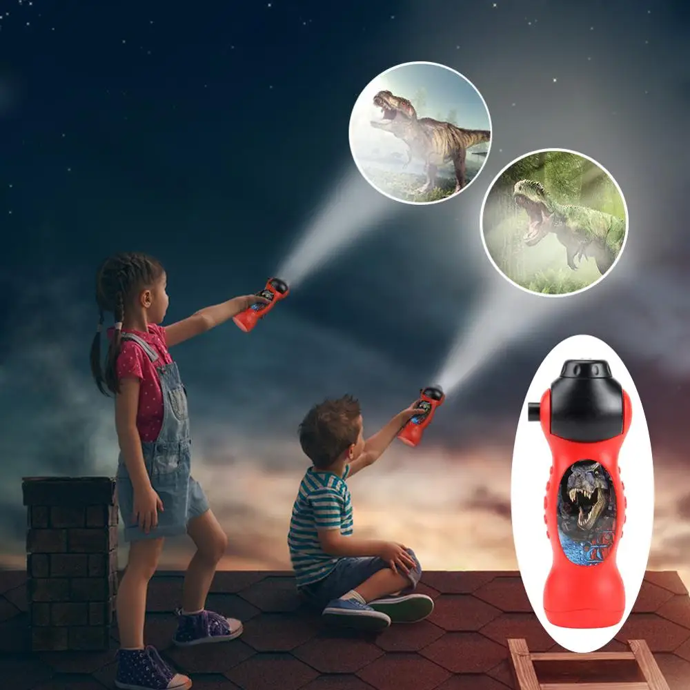 24 Patterns Baby Sleep Light LED Flashlight Cartoon Dinosaur Projector Lamp 90 Rotary Early Education Toys for Children