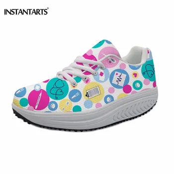 

INSTANTARTS Women Spring Summer Outdoor Fitness Shoes Nurse Wedge Sneakers Body Shaping Sport Slimming Shoes Ladies Toning Shoes