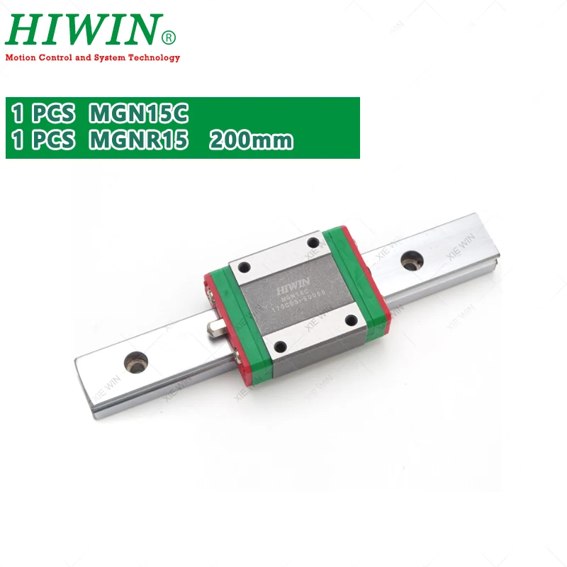

HIWIN MGN15C miniature MGN15 slide block with 200mm MGNR15 linear guide rail 15 mm for 3D printer Automation devices