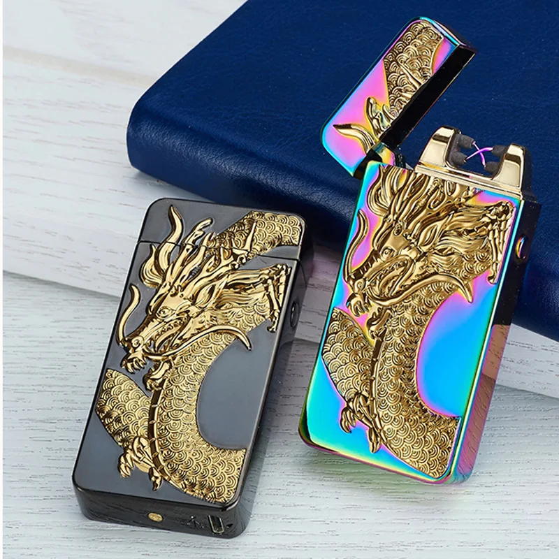 1pc High Quality USB Charging Electric Double Arc Plasma Lighter Eletronic Windproof Dragon Lighter