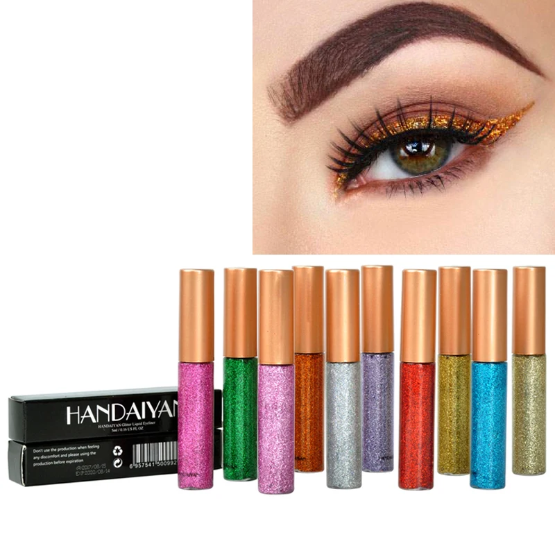 

HANDAIYAN 10 Colors Glitter Eyeliner Liquid Shadows Eyeliners Shimmer Sparkly Gold Eye Liner Eyeshadow Makeup Cosmetics