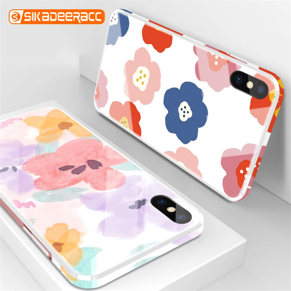 

Color Edge Cases For iPhone X 6 6s 7 8 Plus XS Max XR Cartoon Flower Silicone Full Protection Rabbit Fruit Peach Orange Floral