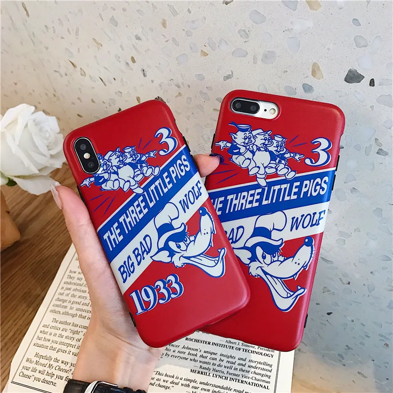 three little pigs timber wolf red dull polish soft shell phone Case For Apple iphone 6 6s 7 8 Plus X XS XR MAX |