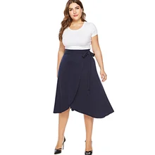 Большие размеры, M-6XL, высокая талия, повязная юбка, Необычные темно-синие и розовые юбки, длина до колена, хлопок, друг для девочки