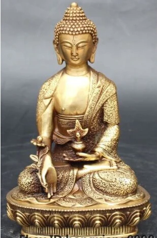 

[old craft ] 8" Tibet Buddhism Bronze Shakyamuni Menla Medicine medical Buddha Statue