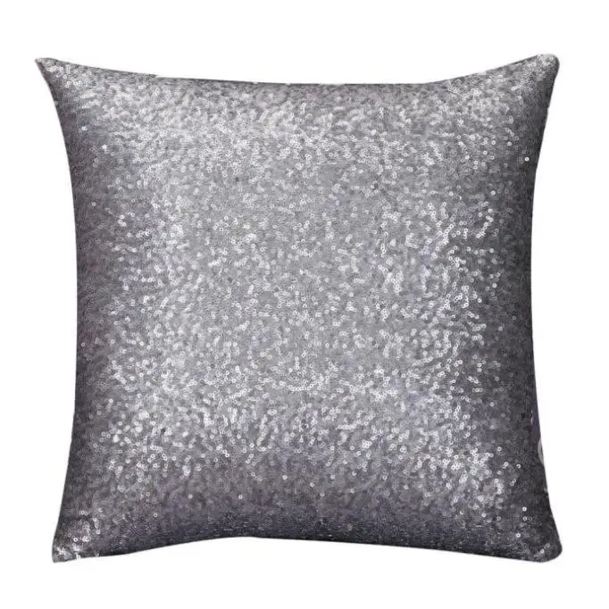 

Solid Color Glitter Silver Sequins Bling Throw Pillow Case Cafe Home Decor Cushion Cover Decorative Pillows capa de almofada 18N