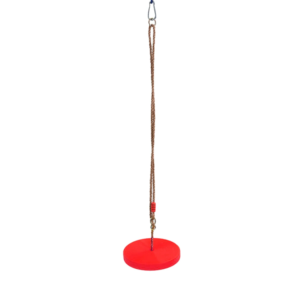 Kids Outdoor Tree Hanging Disc Rope Swing + Climbing Ladder for Garden Park Playground Playing - Red