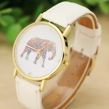 2016 New Women Watch Elephant Printing Pattern Weaved Leather Quartz Dial Watches Casual Fashion Wristwatches Relogio feminino