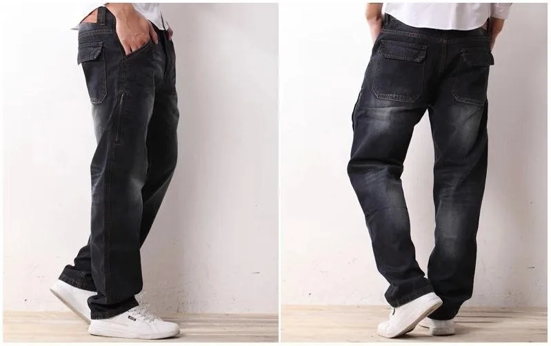 Новые прямые джинсы осень зима мужские свободные ковбойские джинсовые брюки плюс размер 28-44 46 48 мужские джинсы низ