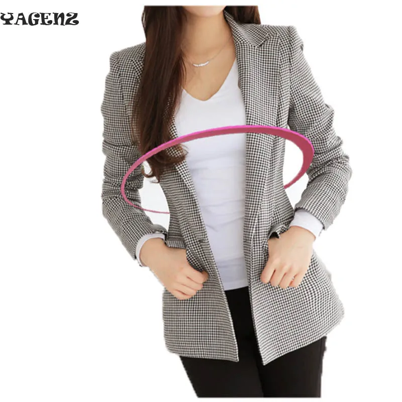 

Plus Size 3XL 2019 women Office Suit coat Long Sleeve Outwear Autumn Women Plaid Jackets coat Slim Sexy Coats Americanas Mujer