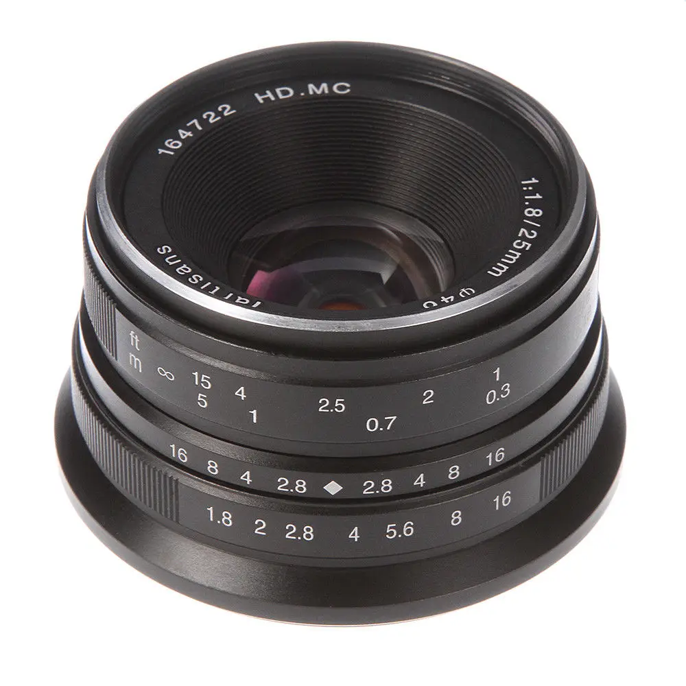 

25mm F/1.8 Manual Focus Prime Lens to All Single Series for Panasonic/Olympus M4/3 Mount G1 G2 G3 E-PL1 E-M5 E-M10 Silver/Black