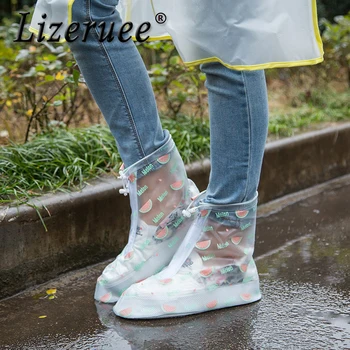 

Lizeruee Women's Rain Shoes Cover Waterproof Flat Ankle Boots Cover Heels Boots Shoes Covers Thicker Non-slip Rain Boots CS165
