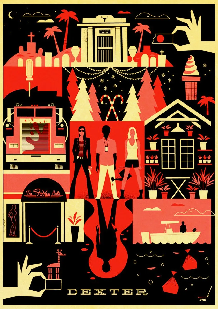 Dexter Poster 50x75cm - Vintage Leinwand Druck Für Wohnzimmer & Schlafzimmer