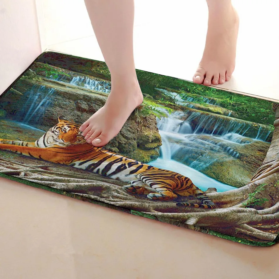 

Tiger Style Bathroom Mat,Funny Anti skid Bath Mat,Shower Curtains Accessories,Matching Your Shower Curtain
