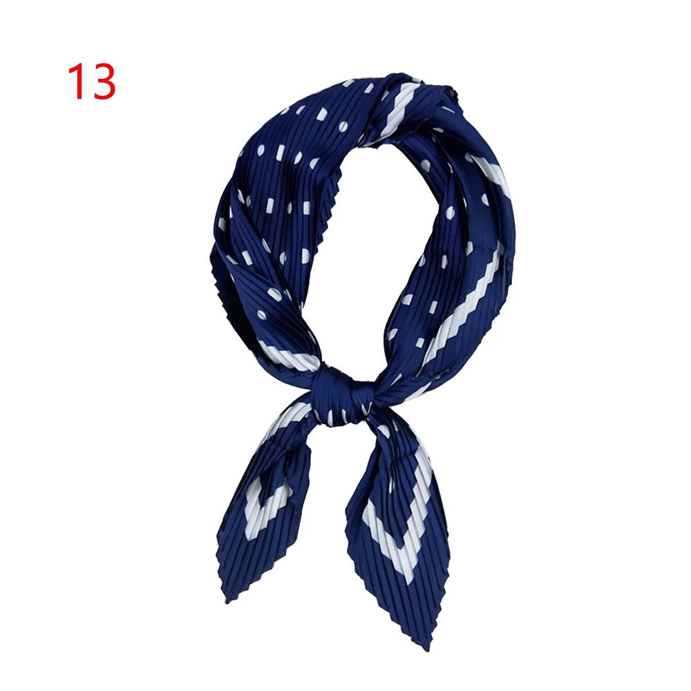 Женский жатый Шелковый маленький квадратный шарф на шею шелковая в стиле ретро атласный квадратный шарф Бандана шейный платок Головные уборы - Цвет: 13