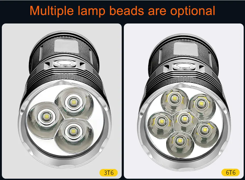 Супер яркий тактический фонарь 30000 люменов XML T6, мощный светодиодный фонарик с 3 режимами, уличный светодиодный фонарь для кемпинга