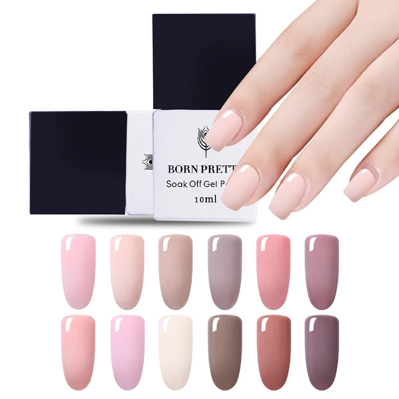 12 Bottles Nude Nail Gel Polish 10ml Soak Off UV Gel Polish Set 12 Colors BORN PRETTY Nail Art Polish Gel