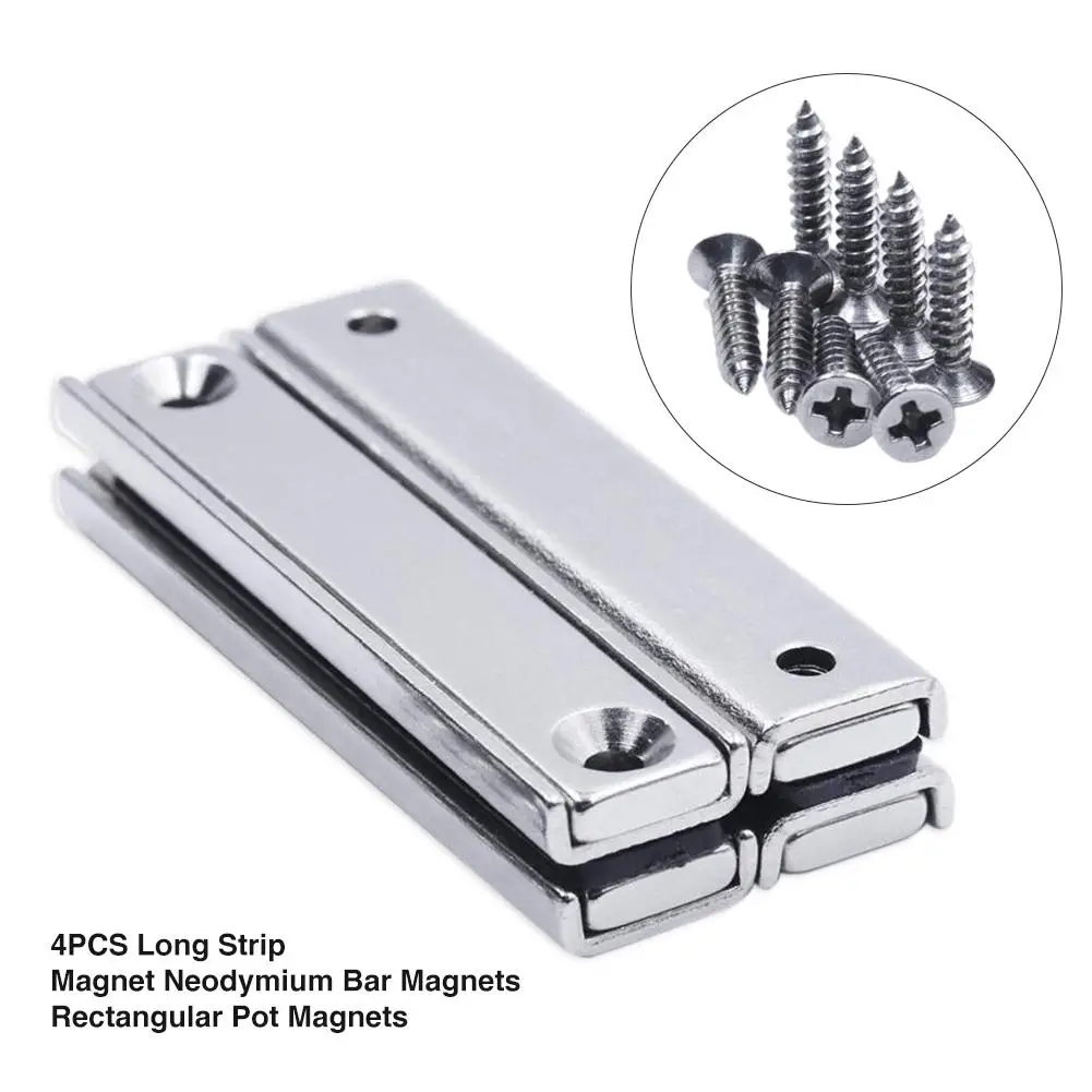 

4PCS Long Strip Magnet Neodymium Strong Block Strip Cuboid Magnet Bar Magnets Rectangular Pot Magnets