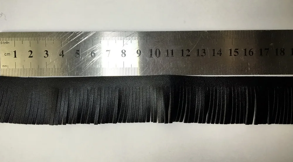 15yards Size 3cm Black Small Delicate Double Side Imitation Leather Tassel Trim For Dress Accessories DIY Decoration