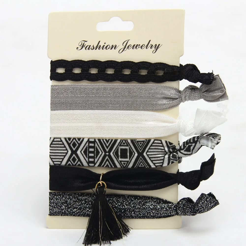 

1 set women pattern elastic ponytail bracelets headband girls rope hairband accessories elegant colorful no crease hair ties