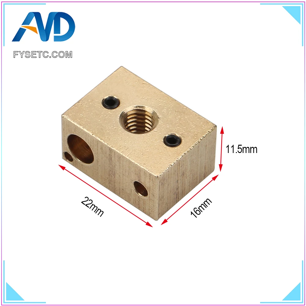 النحاس النحاس ساخنة كتلة ل E3D النحاس Hotend 3D طابعة عالية درجة الحرارة صلابة الفولاذ V6 الفوهات تيتان الطارد
