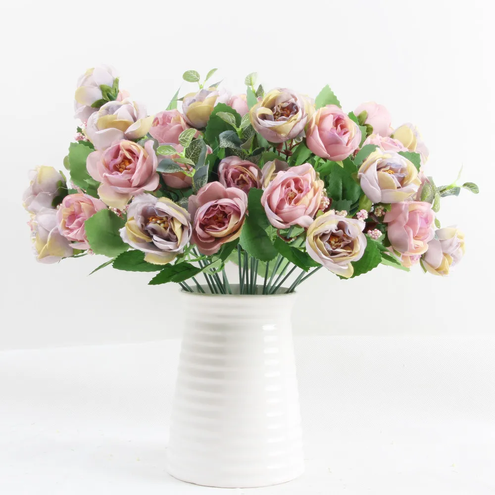 2019 Beautiful Rose Peony Artificial Silk Flowers Small Bouquet Flowres Home Party Spring