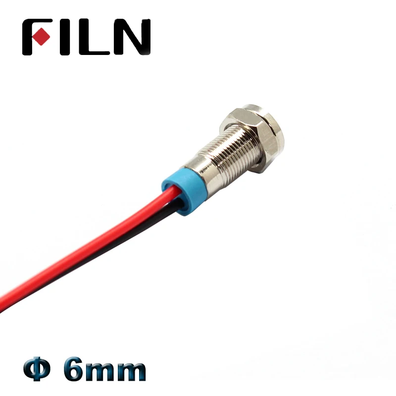 Фото FILN металлический светодиодный мини пилот 6 мм 12 В сигнальный индикатор FILN металлический светодиодный мини пилот 6 мм 12 В сигнальный индикатор