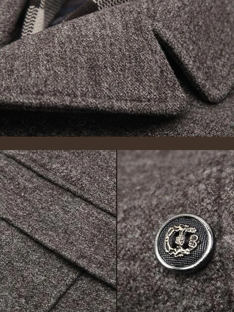 Мужская Зимняя коллекция, шерстяное твидовое ветронепроницаемое повседневное шерстяное пальто, модное деловое длинное плотное тонкое пальто, куртка
