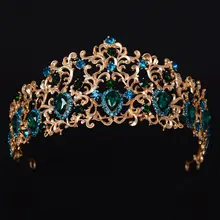 KMVEXO-Tiara de cristal con hojas de bosque para novias, corona de oro, joyería nupcial, coronas verdes, diadema de reina, accesorios para el cabello de boda