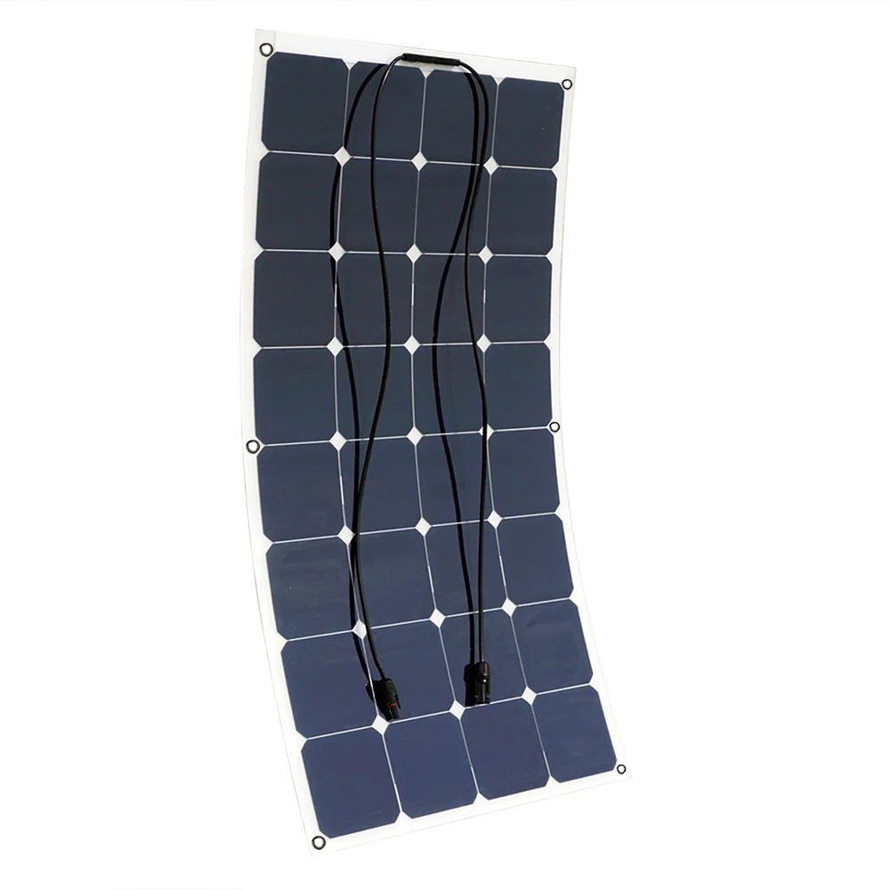 ECOworthy 100 Вт 18 в Гибкая моно солнечная панель и кабели и разъем MC4 для 12 в зарядное устройство RV лодка автомобиль кемпинг портативный