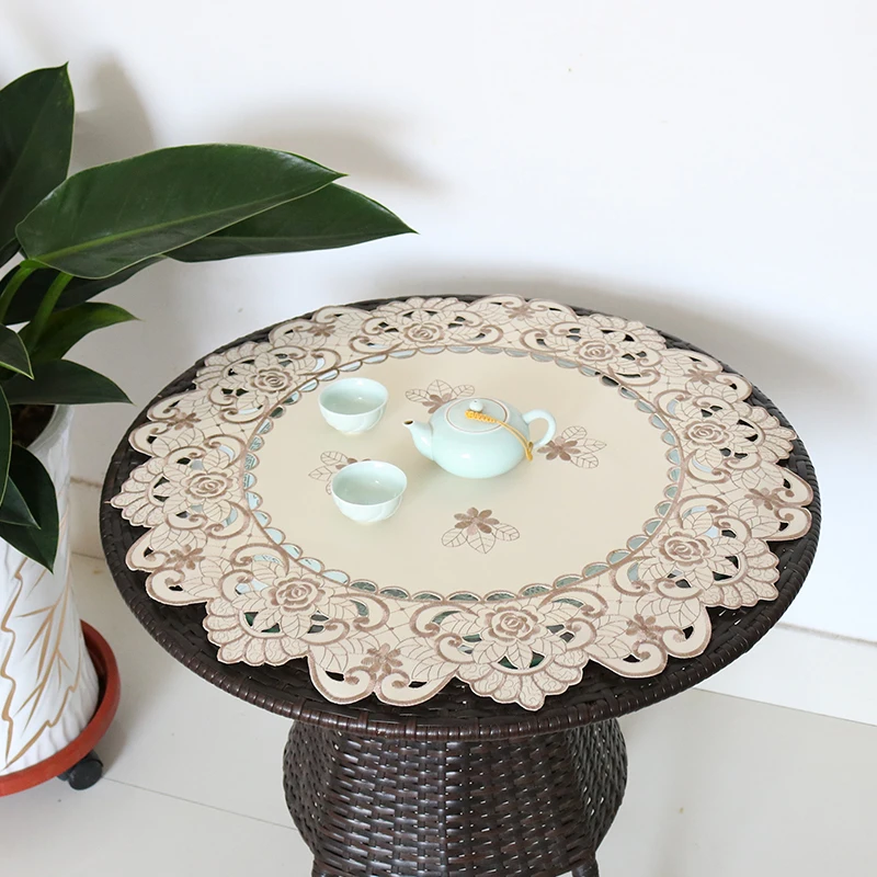 

European Pastoral Embroidery Round Tablecloth Hollow Balcony Small Table Cloth Air Conditioning TV Multi-purpose Cover Towel