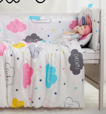 7PCS Cartoon Baby Bedding Set For Crib Baby Cot Necessities Safe Bumpers  Bed protetor de berco,(
