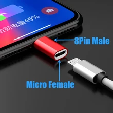 Alloy Micro USB Female To 8Pin Male Adapter Charging Data Sync Converter Micro USB Cable Connector for IPhone 8 7 6 6S Plus IOS Alloy Micro USB Female To 8Pin Male Adapter Charging Data Sync Converter Micro USB Cable Connector for IPhone 8 7 6 6S Plus IOS