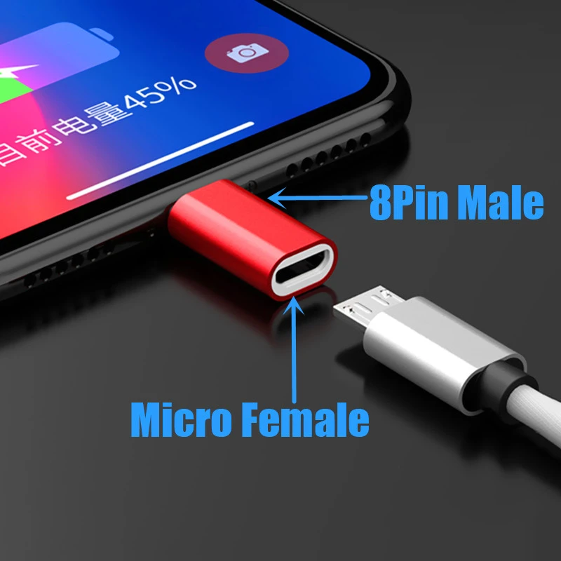 Сплав Micro USB Женский 8-контактный адаптер для зарядки синхронизации данных