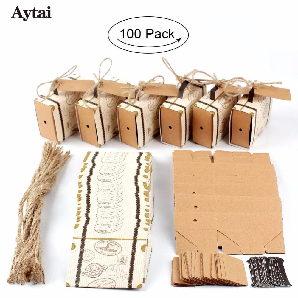 Aytai 100pcs Travel Themed Party Mini Suitcase Candy Boxes Wedding
