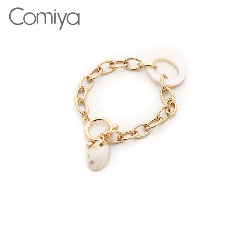 Браслеты Comiya золотого цвета для женщин, Pulseira Feminina, подвеска в виде ракушки, цинковый сплав, простой Индивидуальный Женский браслет, бижутерия