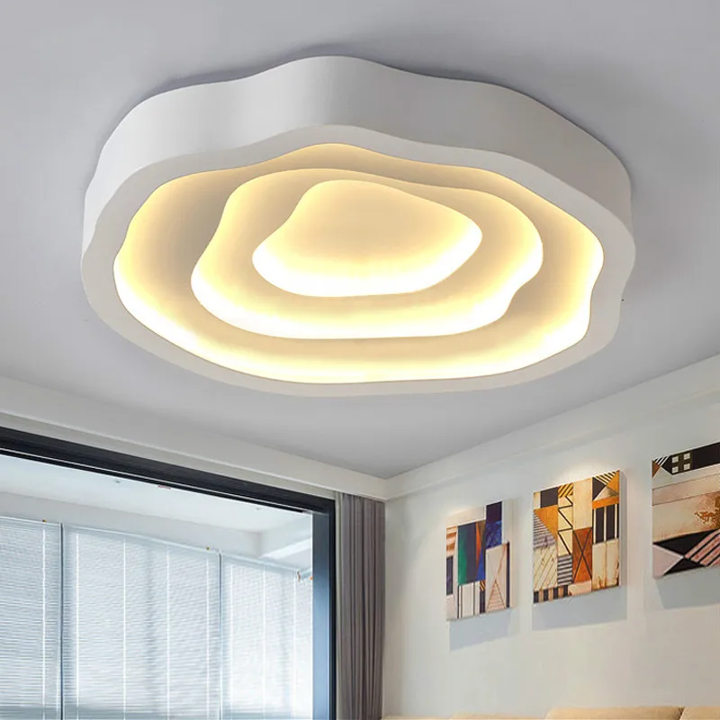 

Modern creative dinning room white iron creative LED ceiling light fixture brief home dedco bedroom dimming cloud ceiling lamp