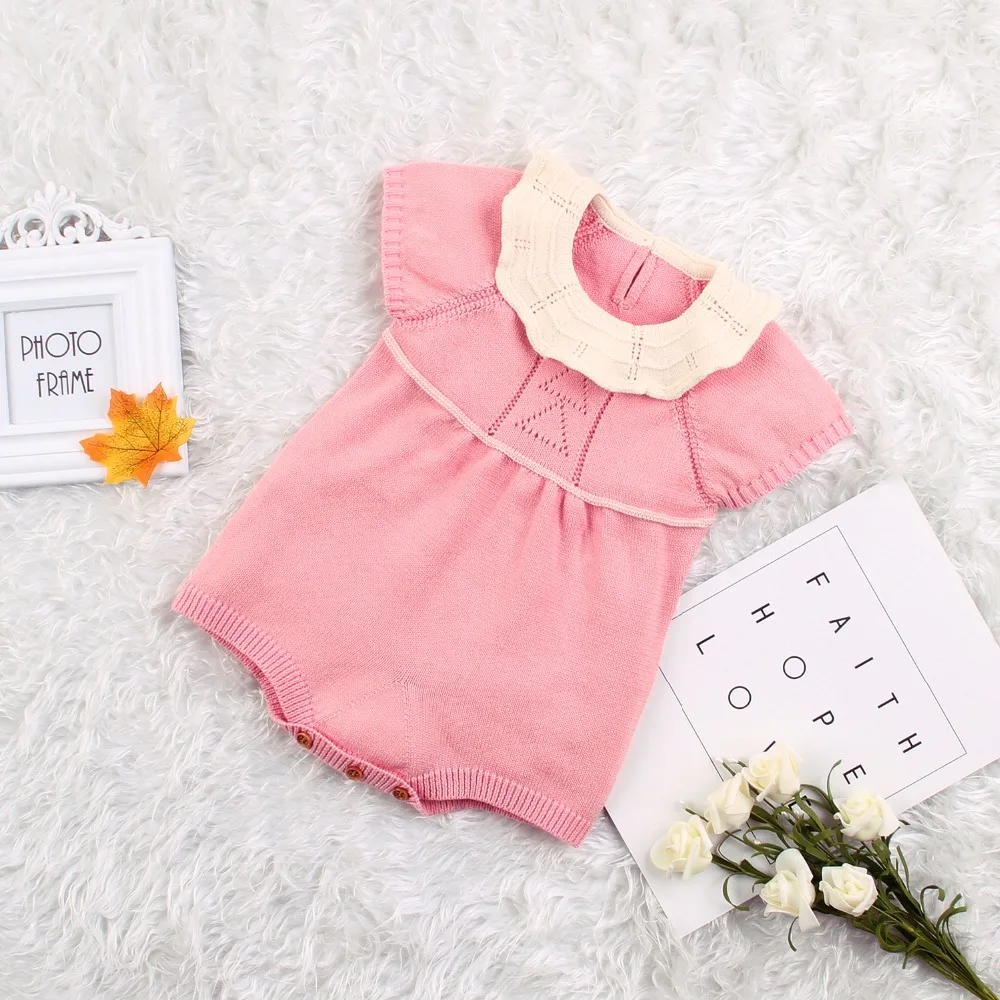 

Baby Girls Bodysuits Brand Newborn Infant Outfits Summer Outerwear Kids Flying Sleeve Jumpsuits Onesie Top Children knitted Wear