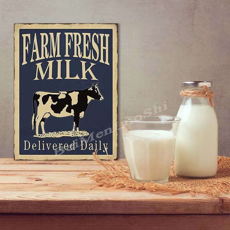 Farm Fresh Milk Large Métal Tin Signe Affiche Plaque Murale Farm Fresh Milk Large Métal Tin Signe Affiche Plaque Murale