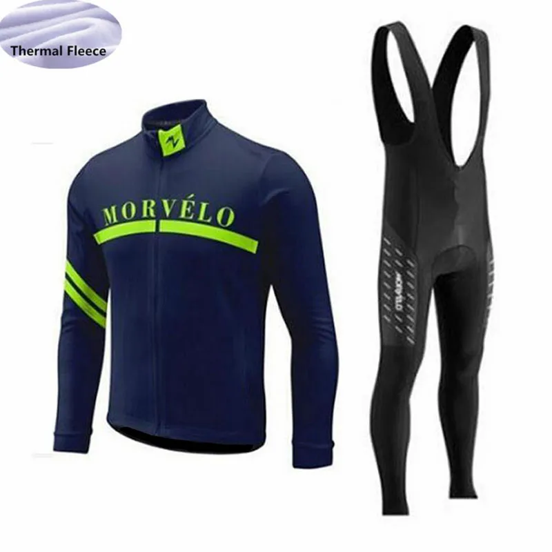 MORVELO командный набор Джерси для велоспорта, Мужская зимняя теплая флисовая одежда с длинным рукавом, Ropa Ciclismo, одежда для велоспорта на открытом воздухе - Цвет: 2