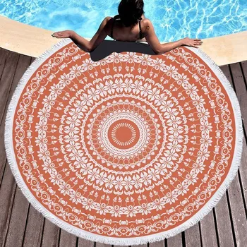 

XC USHIO Mandala Round Beach Towel With Tassel Yoga Mat Bedspread Tapestry Blanket Absorbent Microfiber 2020 New Fashion Style