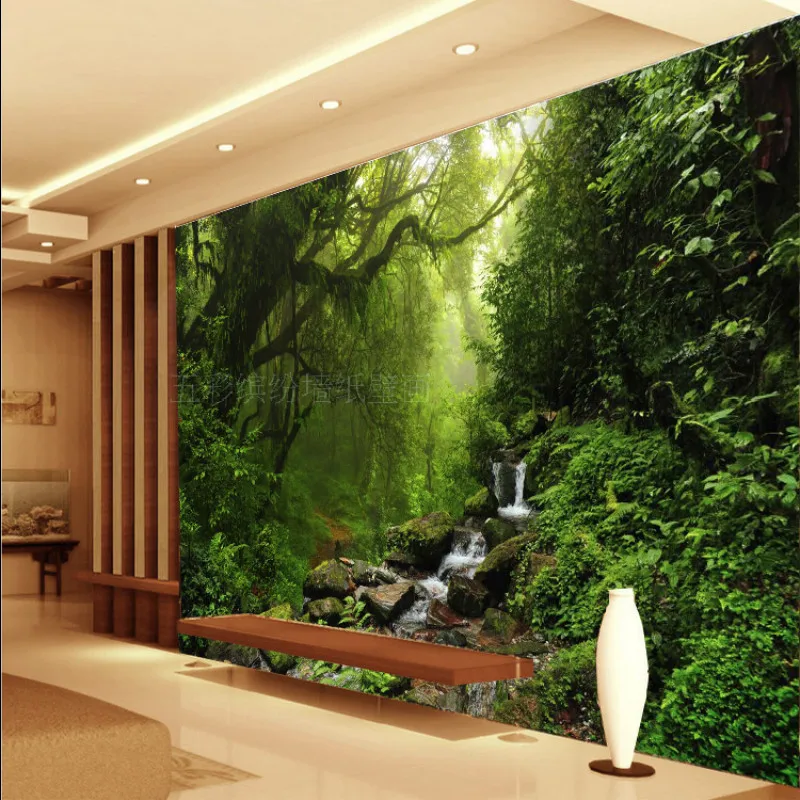 Фото 3D обои на заказ натуральный Солнечный свет зеленый глаз лесной пейзаж обои для стен 3D спальня для гостиной фон