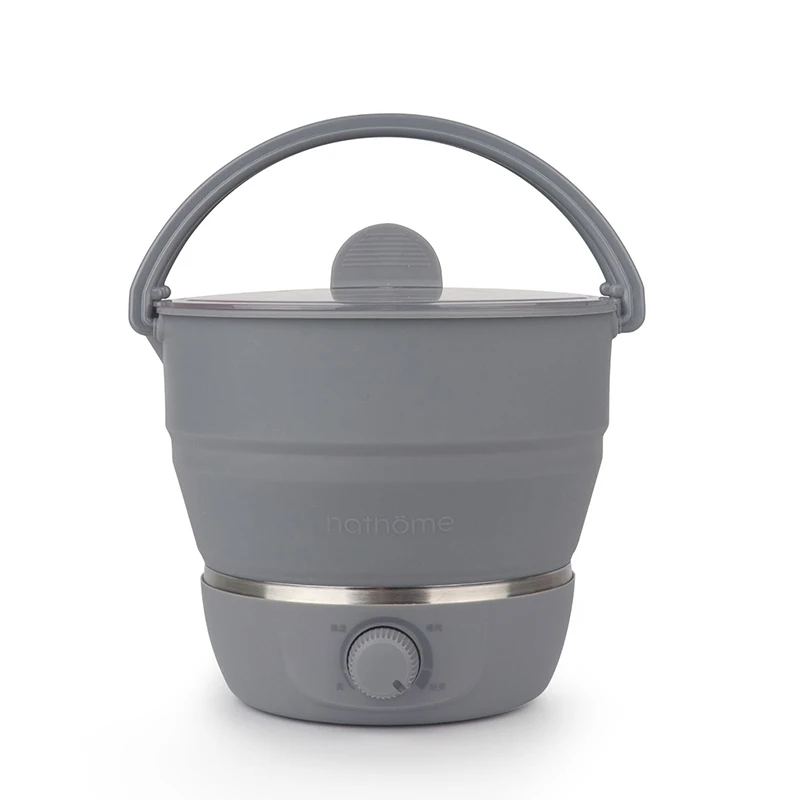 Складной электрический чайник с подогревом контейнер для еды с подогревом Ланч-бокс плита panela eletrica портативный горячий горшок для приготовления чая - Цвет: Темно-серый