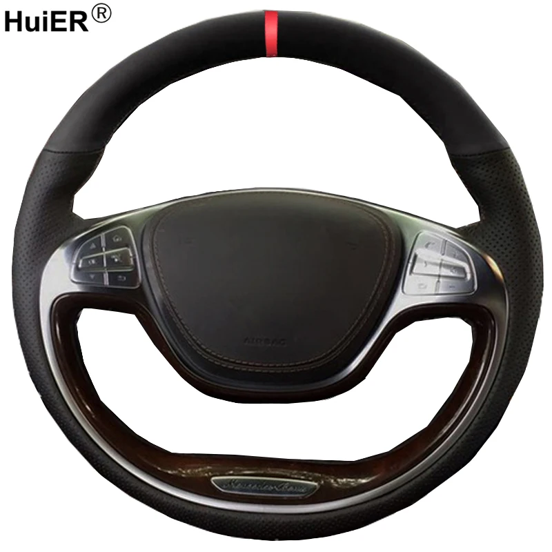 HuiER ручной швейный чехол рулевого колеса автомобиля для Mercedes-Benz S320 S400 S500 S600 2014 2015