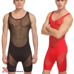 Новый JQK Для мужчин пикантные прозрачные жилет сетки марли чулок Wrestling Singlet Для мужчин сексуальные пижамы M, L, XL, бесплатная доставка