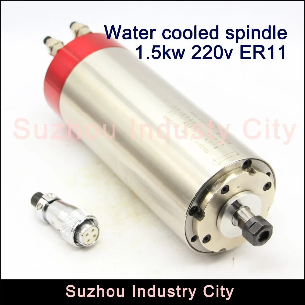 

Water Cooled Spindle Motor engraving milling grind New Product 220VAC 1.5KW CNC 80x200mm ER11 3 Bearing