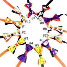 100 pcs Halloween Mix Colors Wholesale Pet Grooming Accessories Rabbit Cat Dog Bow Tie Adjustable Bowtie Multicolor Polyester