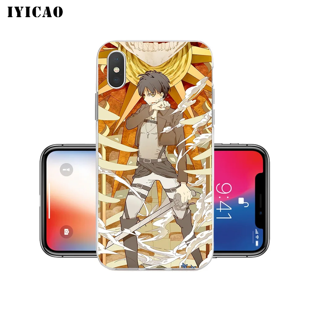 IYICAO Attack on Titan мультяшный Мягкий силиконовый чехол для телефона iPhone X XR XS MAX 6 6s 7 8 Plus 5